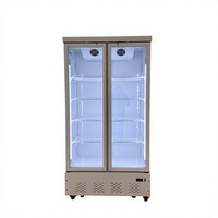 Vitrine réfrigérée verticale à double porte pour supermarché, idéale pour la vente de viande préemballée