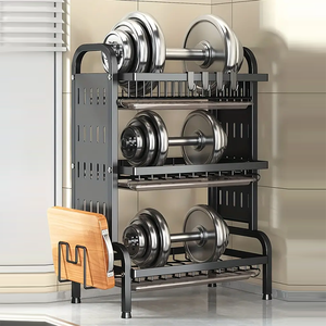 <span class=keywords><strong>3</strong></span> 단 녹슬지 않는 접시 배수 랙 튼튼한 금속 벽걸이 형 주방 조리대 보관 선반 2 단 디자인 OEM/ODM 상자 - Product Image 4