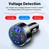 Nuevo Cargador de Coche USB 5 en 1 de 66/75W, Adaptador de Carga Rápida PD Tipo C para Teléfono Xiaomi Samsung, Adaptador de Coche
