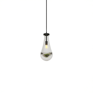 Lámpara colgante moderna con forma de gota de lluvia, cristal negro, LED E26, 2700K, para isla de cocina, comedor, pasillo, accesorio de montaje en pared - Product Image 1