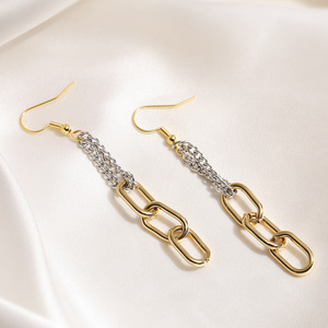 Personality Fashion <strong>Stainless</strong> <strong>Steel</strong> Chain Tassel Earrings Tarnish Free <strong>Jewelry</strong> 18k Gold Plated Women's Gold Earrings TGES6577 - Product Image 4