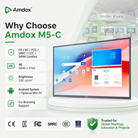 Интерактивная цифровая плоская панель Amdox M5 PLUS 55/65/75 дюймов, Android 14, 4K, 4 ГБ/8 ГБ ОЗУ, 40-точечный сенсорный экран, 128 ГБ памяти, для конференций