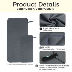 Serviette de sport en microfibre à séchage rapide, super absorbante et légère pour l'entraînement, le yoga et les sports - Product Image 2