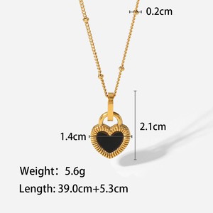 Новый модный двухсторонний кулон в форме сердца ожерелье из нержавеющей стали для женщин - Product Image 6