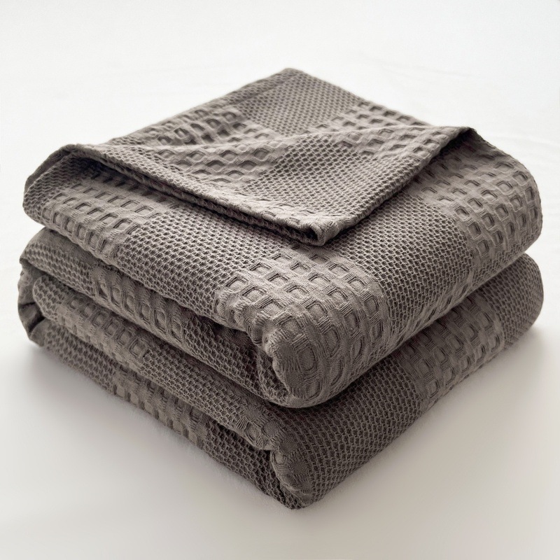 Cotton Blanket Lightweight Breathable Waffle Weave