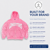 Sudadera con capucha rosa lavada con cremallera para hombre, con apliques de diamantes de imitación, gráfico, estilo oversize, ropa urbana, proveedor de ropa personalizada OEM ODM
