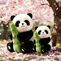 Boneka Panda Memegang Bambu Bahan Flanel PP Cotton Plush, Bantal Mainan, Suvenir Perjalanan, Hadiah Ulang Tahun untuk Anak-Anak