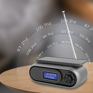 Wireless Charger With Bluetooth Speaker Alarm <b>Clock</b> DAB <b>Radio</b> Silver Gray WD 300 - Product Image 2