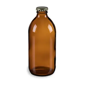 12 Oz. (355 Ml) Bruine Amberkleurige Glazen Stompe Bierfles Met 26Mm Wrik-Off Kroondop