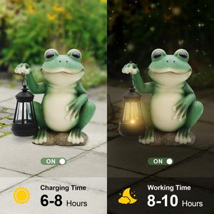 Statue de grenouille à LED solaire avec lanterne ornement de jardin cadeau de vacances pour <span class=keywords><strong>statuette</strong></span> décorative - Product Image 2