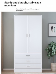 <span class=keywords><strong>Armario</strong></span> de Madera Blanco Cálido Fácil de Montar con Cajones para Dormitorio, Muebles para el Hogar o Apartamentos Pequeños - Product Image 5