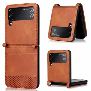 High Quality Vintage pu leather phone case for Filp 5 4 3 card pocket leather phone case for Samsung Flip 5 4 3