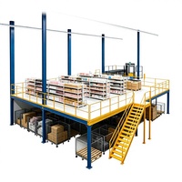 HONGXIN Étagère de mezzanine robuste personnalisable à 2-3 niveaux, sans boulons, à rivets, en acier laminé à froid, finition thermolaquée, anti-corrosion
