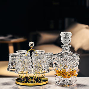 Ensemble de carafe en verre de cristal transparent classique européen fait à la main durable 1000ml pour vin liqueur bière whisky spiritueux - Product Image 1