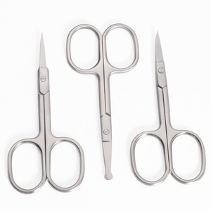Tijeras curvas para cutículas de acero inoxidable, tijeras ergonómicas para manicura y pedicura, cortador de vello de nariz, 3 uds. - Product Image 1