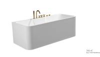 Baignoire autoportante en acrylique CUPC à vente chaude 2025 avec robinet doré, baignoire blanche autoportante avec hydromassage