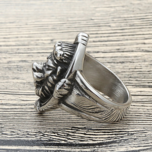 Men's Titanium Steel Lion <b>Ring</b> Animal Shape Retro Punk Style Stainless Steel Jewelry Gift 27060 - Product Image 4