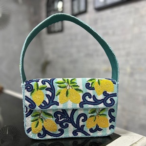 Elegante Bolso de Hombro de Cuero Genuino con Cuentas Multicolores Vintage, Bolso de Mano de Lujo Hecho a Mano en Estilo Bohemio - Product Image 1