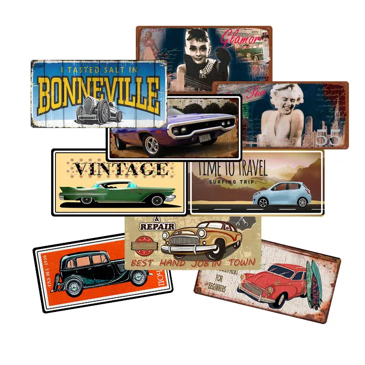 Vintage Tin Sign Bar Club Pub Man Cave Garage Wall Decor Antique Metal Sign Automotive License Plate 15x30cm Custom Metal Poster