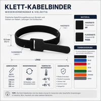 Attaches-câbles en nylon réutilisables de qualité supérieure avec fermeture auto-agrippante, largeur et longueur personnalisées, logo, certifiés UL94 V-0, -80~+538C