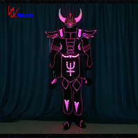 Costume d'armure lumineuse futuriste néon LED « Bull Demon Warrior » pour festival de musique EDM, club, défilé de rue, performance de cosplay