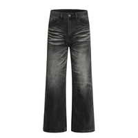 Jeans décontractés unisexes de haute qualité, style rétro américain, tendance streetwear, effet fourrure de chat lavée, coupe ample pour homme