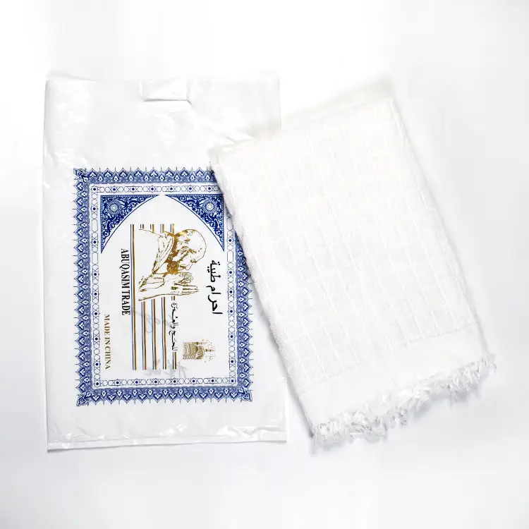 Großhandel gute Qualität 110*210 cm ihram Hadsch Handtuch Polyester muslimischen Hadsch ihram Robe mit benutzer definierten Paket