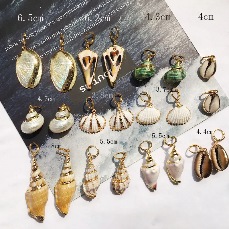 Artilady Fashion Jewelry Gold Plated Aretes De Mujer Colgantes Natural Abalone Sea Shell Earrings Women Charm Hoops Earrings