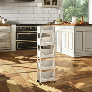 Estantería móvil de acero inoxidable, estante de almacenamiento de juguetes, estante de pie para el hogar, carrito para bebidas y aperitivos para cocina y sala de estar - Product Image 1