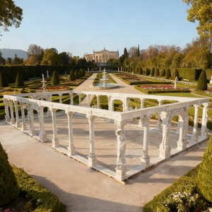 Pergola di Lusso in Marmo Bianco Curvato, Colonna Romana Intagliata a Mano, Corridoio in Pietra per Villa, Giardino, Matrimoni e Decorazioni Paesaggistiche - Product Image 5