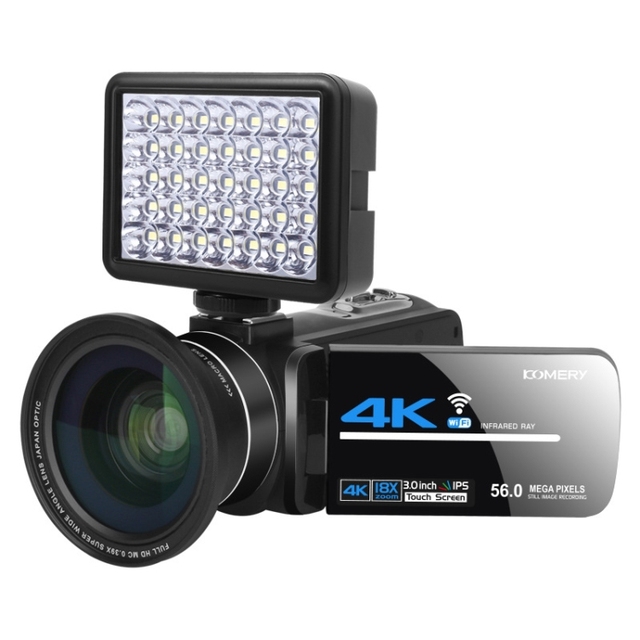 Wholesale Price KOMERY AF2 5600PX 18X Zoom 4K Digital Video Camera With Fill Light + Wide Angle Lens