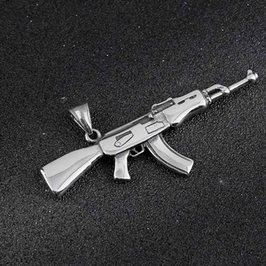 Pendentif Hip-Hop pour Homme en Acier Inoxydable, Pendentif Pistolet de Luxe Modèle AK pour Homme - Product Image 3