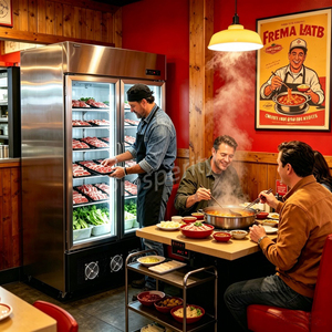 Réfrigérateur vertical à double porte vitrée, en acier inoxydable, vitrine réfrigérée, classe énergétique A++, anti-buée, pour restaurant et cuisine - Product Image 6