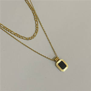 Collar de Joyería de Acero de Titanio, Amuleto de Collar CC para Mujer, Collar de Cadena de Clavícula de Doble Capa para Mujeres - Product Image 2