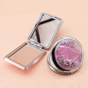 กระจกทรายเหลวในกระเป๋าลายหัวใจสองด้านพับได้สะท้อนแสงแบบพกพาสามารถออกแบบโลโก้ได้ตามต้องการ - Product Image 4