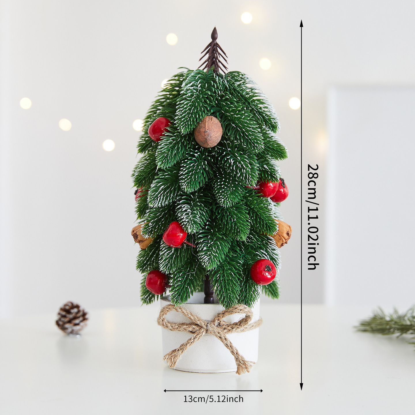 Sapin de Noël vert 28cm style pomme