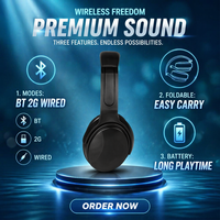 Headphone Gaming Hi-Fi Lipat Tiga Mode Daya Tahan Lama 500mAh dengan Baterai Lithium Isi Ulang Terintegrasi, Latensi Rendah 5.3 untuk Olahraga dan Ponsel
