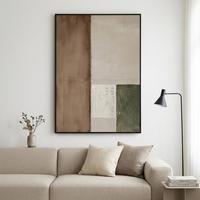 Peinture à l'huile sur toile 100% faite à la main, multi-texturée, blocs de couleur, art abstrait nordique, cadre fin, taille personnalisable, villa de luxe