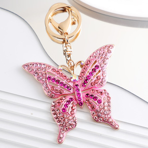 Porte-clés papillon en métal avec strass colorés, porte-clés papillon en cristal, porte-clés créatif incrusté de diamants - Product Image 2