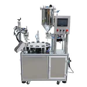 High Efficiency Automatic Turntable Eye Black Lip Color Filling Capping Integrated Filling Machine