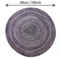 Sets de table en polyester écologique tissé, couleurs personnalisées, spirale, 38 cm (15 pouces), épaisseur 2 mm, lot de 4, style américain, pour restaurant haut de gamme.