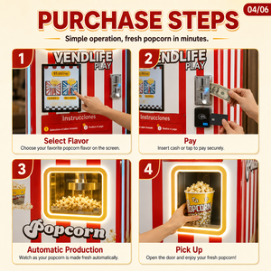 24H Digital Smart <b>Popcorn</b> Vending <b>Machine</b> Touch Screen Self-Service Fully Automatic <b>Popcorn</b> Kiosk with Cash & Card Payment - Product Image 4
