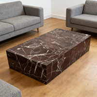Table basse en marbre Rosso Levanto de luxe moderne, meuble décoratif de salon en pierre naturelle personnalisée, carré, pour salon