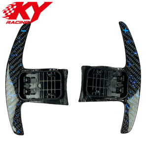 Volant sport LED personnalisé en cuir, fibre de carbone et feuille d'or bleue avec palettes de changement de vitesse pour Toyota Supra GR A91 A90 - Product Image 3