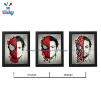 Póster de Anime 3D Personalizado con Patrón de Telaraña, Arte Mural de Plástico 3D en Rojo y Azul, Diseño de Telaraña con Corte Láser en Capas de PET