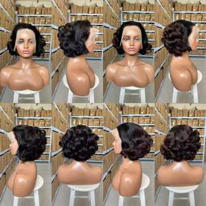 Perruques courtes <span class=keywords><strong>de</strong></span> type pixie 14A en <span class=keywords><strong>cheveux</strong></span> humains, perruques en dentelle 13x4 en <span class=keywords><strong>cheveux</strong></span> humains pour femmes noires, perruques à enfiler, densité 250% - Product Image 2