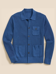 <span class=keywords><strong>Cardigan</strong></span> con colletto e tasche in cotone Merino misto block up giacca maglione <span class=keywords><strong>blu</strong></span> - Product Image 2