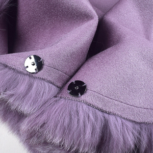 Kadınlar lüks kaşmir pelerinler gerçek tilki kürk yaka kış ponchos lady ücretsiz boyutu ile şal hood - Product Image 5