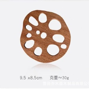 Lotus Root Slice Coaster Natural Solid Wood Anti Heat Round Table Mat For Cafe <b>Teacup</b> Protection - Product Image 4