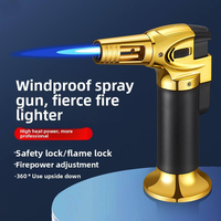 Briquet torche DEBANG haute température coupe-vent, briquet à cigares avec verrou de sécurité, rechargeable au butane, flamme réglable, mini format